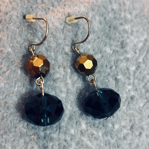 Jewelry - Y2K Vintage Black Bronze Faced Bead Drop Disco Ball Dangle Earrings